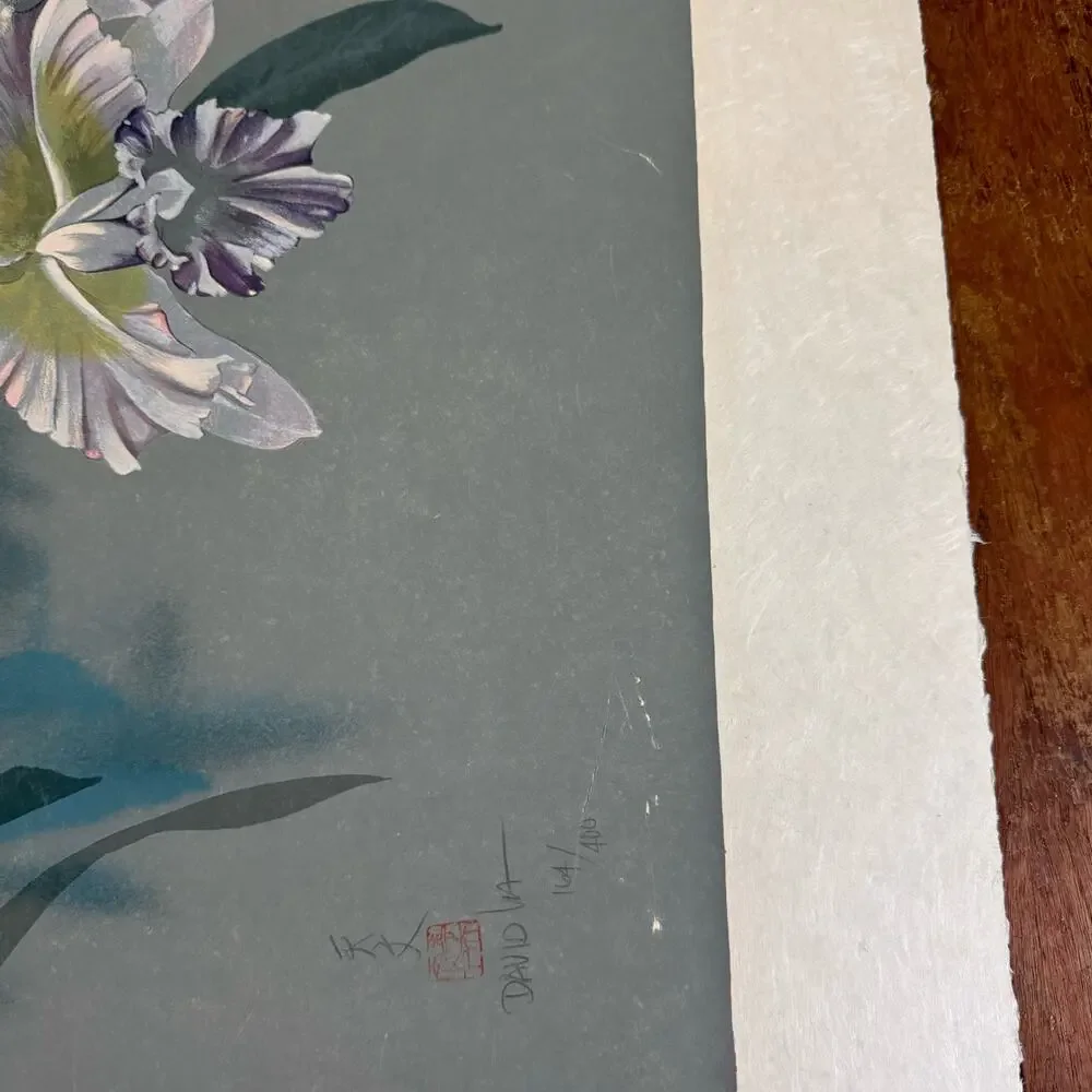 David Lee VINTAGE Chinese‎ Floral Original Painting Homage to Hawaii 164/400